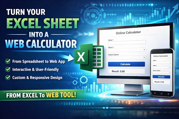 turn your excel sheet into a fully functional web calculator, online calculator
