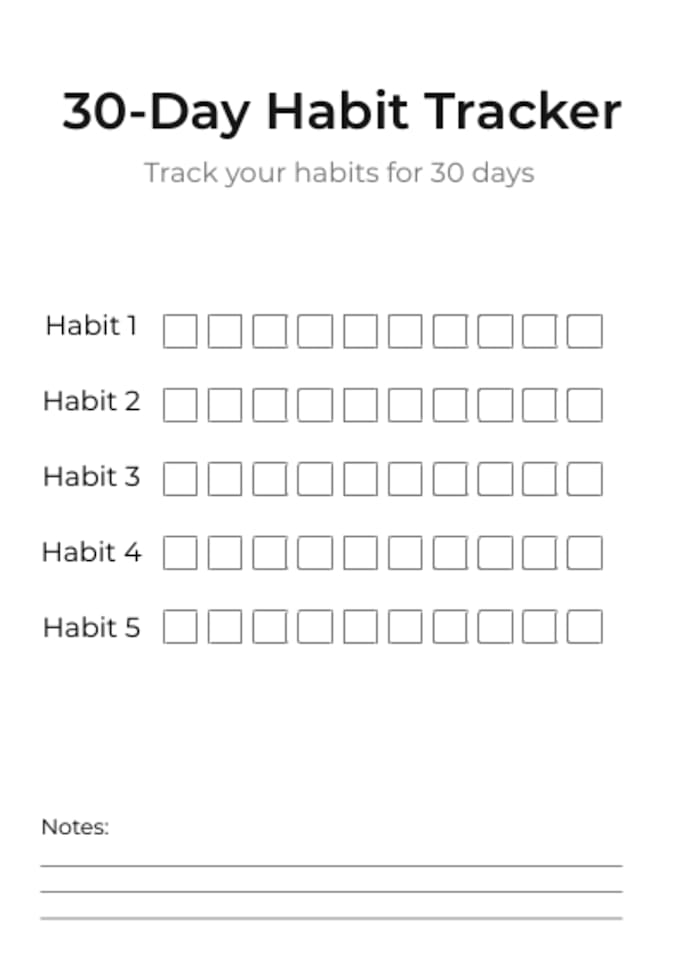 provide a simple 30 day habit tracker printable PDF