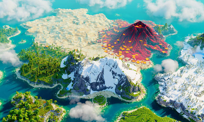 build custom minecraft map server spawn lobby fantasy world as minecraft builder