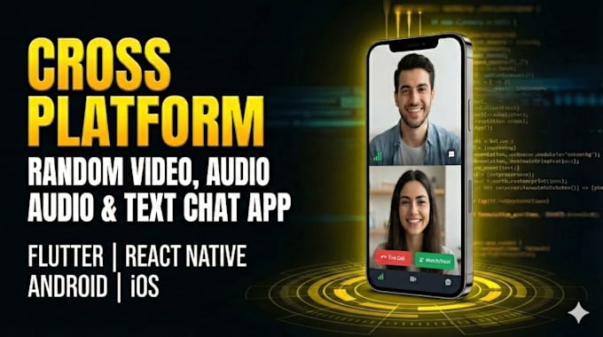 develop random video, audio and text chat app using flutter or react native