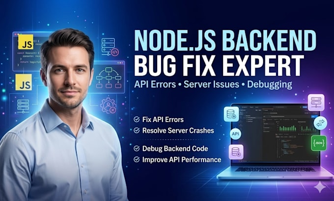 fix backend, nodejs, API bugs and server errors fast