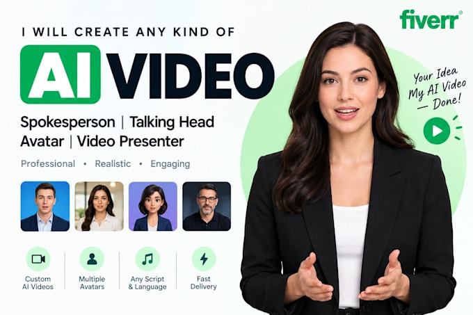 create any kind of ai video, spokesperson, talking head avatar, video presenter
