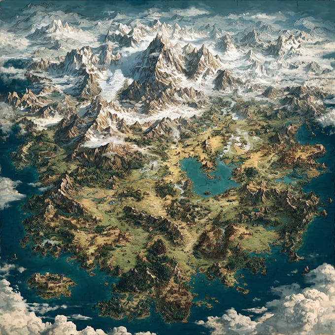 create a jaw dropping fantasy, board game, or dnd map illustration