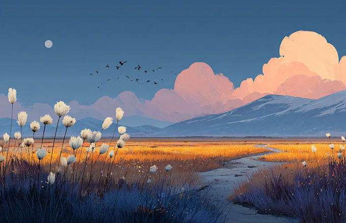 create landscape illustration of nature