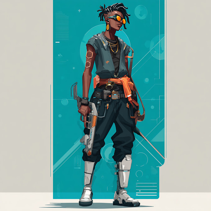 design anime character , cyberpunk character