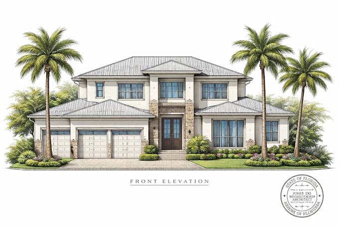 licenses architect stamped elevation drawing residential plans for florida