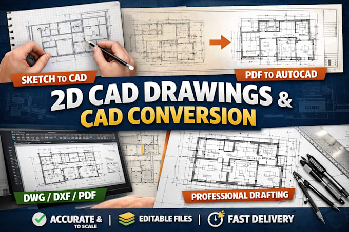 Convert pdf to cad, draw floor plan in autocad by M_awais237 | Fiverr