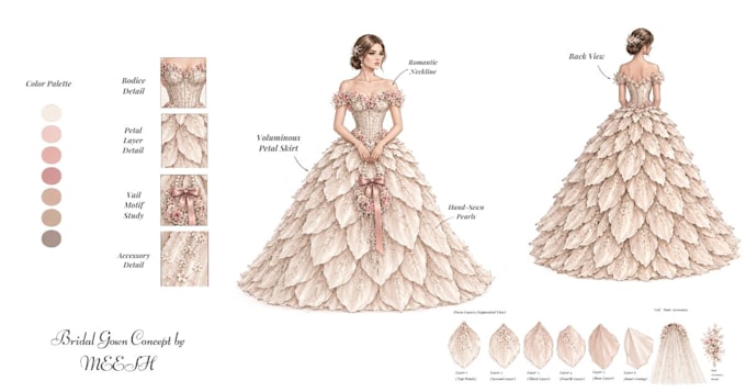 create custom digital fashion illustration, outfit concept