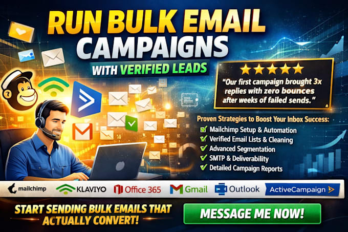 run mailchimp bulk email campaigns with verified leads klaviyo activecampaign