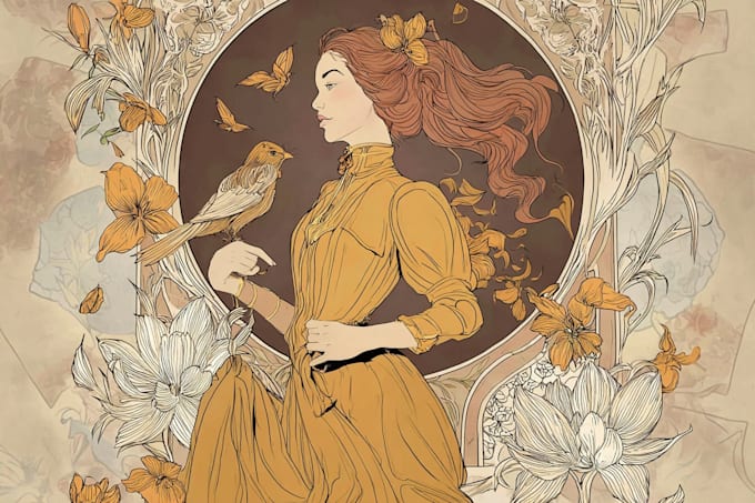 create illustrations in art nouveau style