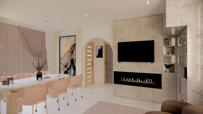 do 3d realistic interior design rendering