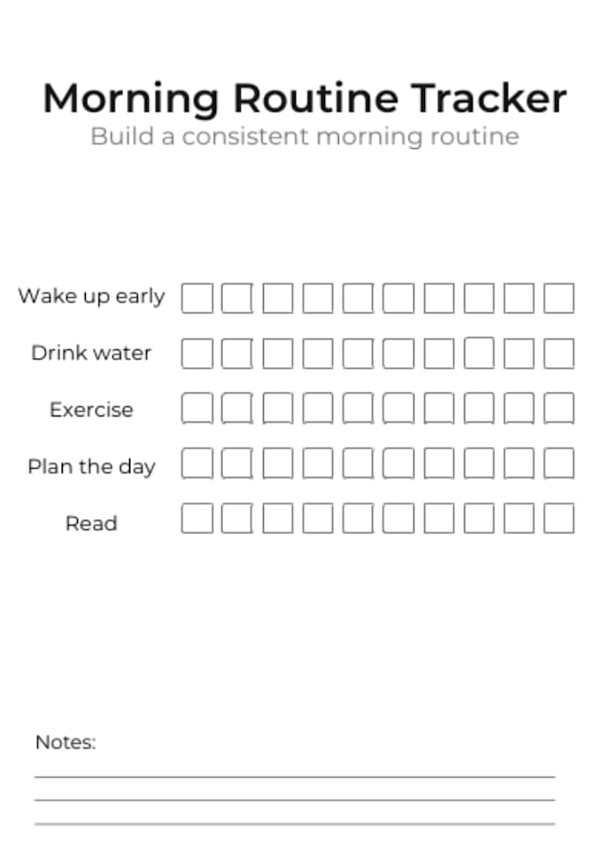 provide a morning routine tracker printable PDF
