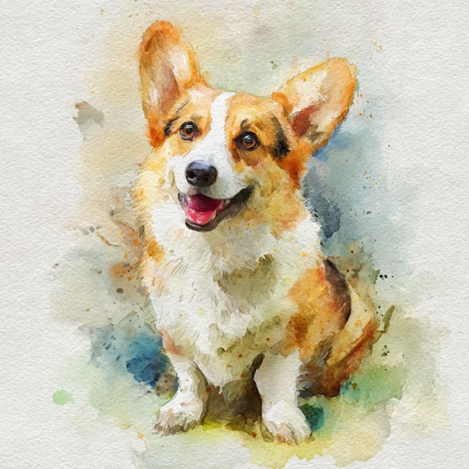 draw watercolor pet portrait