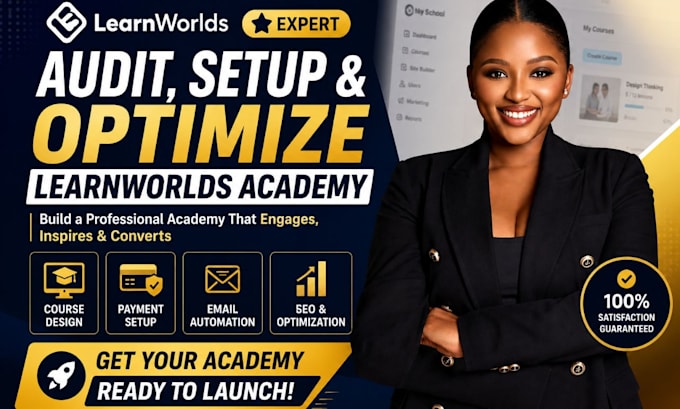 audit learnworlds academy, setup learnworld website optimize learnworlds website