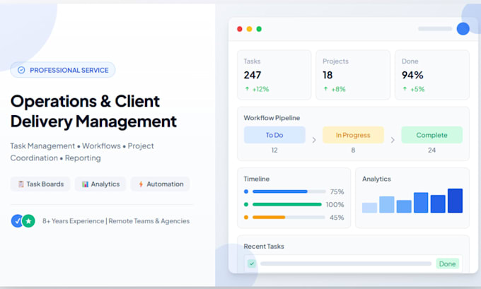 manage projects and client delivery with clear workflows and reporting