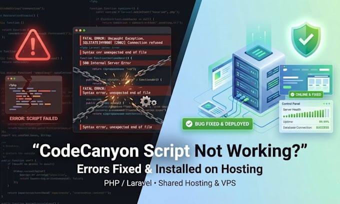 fix codecanyon script installation errors and install it on hosting