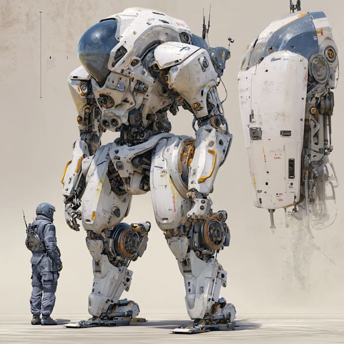illustrate high quality futuristic mecha designs