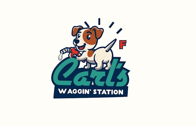 design cartoon rendering dog mascot gas station logo