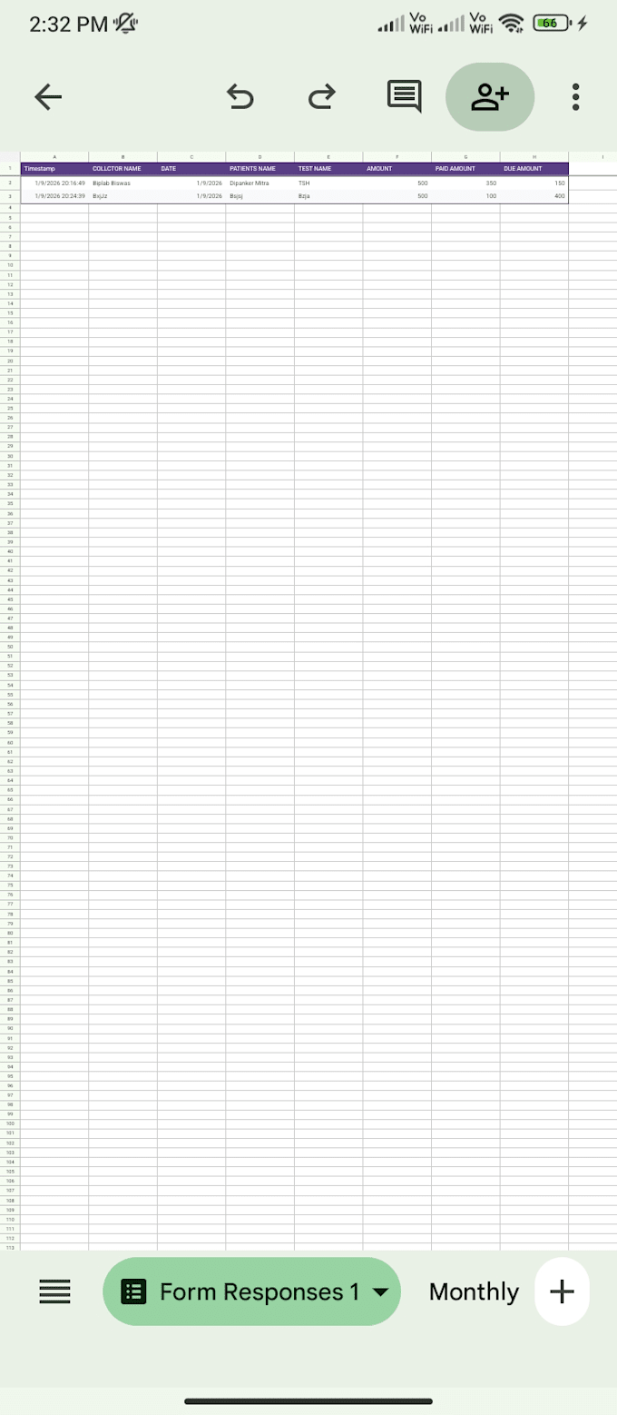 create google form with auto due and monthly report system