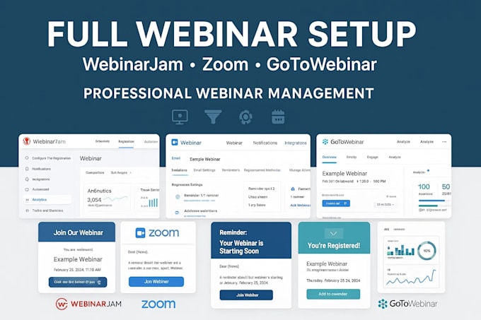 handle full webinar setup on webinarjam zoom gotowebinar