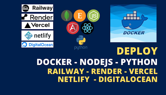 deploy nodejs python docker app to railway, vercel, netlify,render,digitalocean
