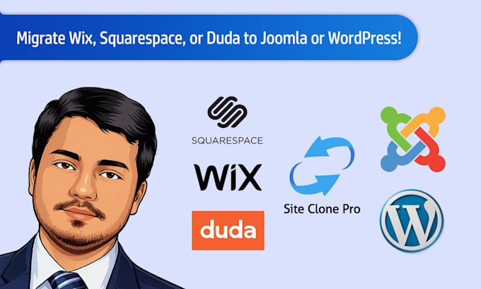 clone wix, squarespace, or duda to joomla or wordpress