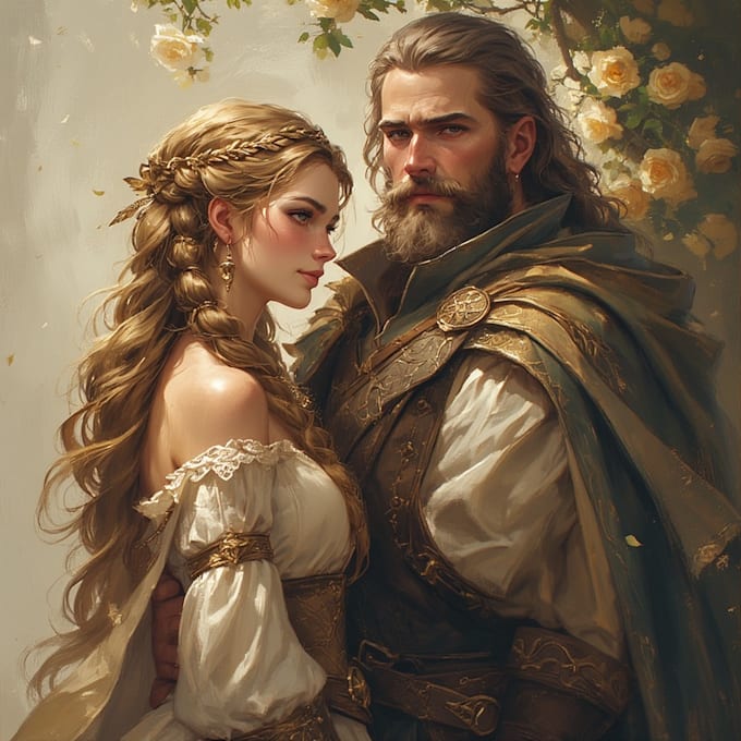 draw a cute cartoon couple portrait