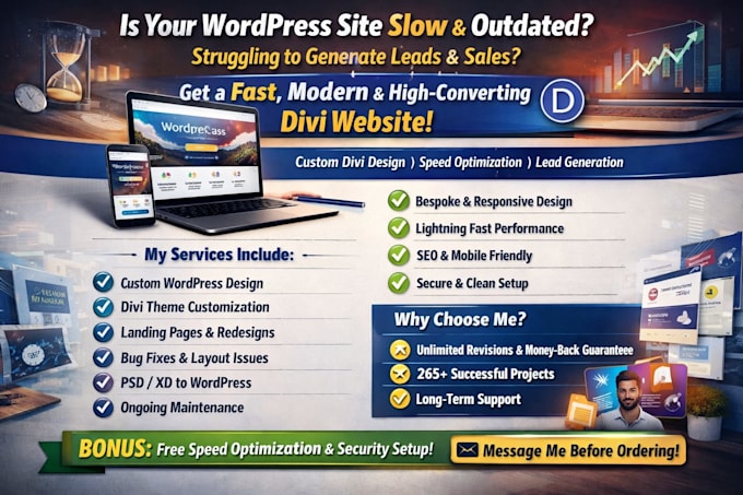 be your divi expert for divi wordpress website and divi website designer