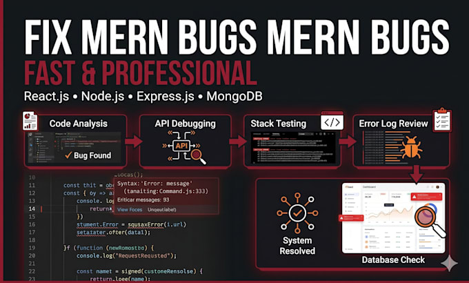 fix react, nodejs, express and mongodb bugs professionally