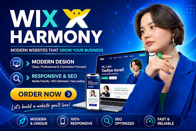 design or redesign wix harmony website with modern responsive layout