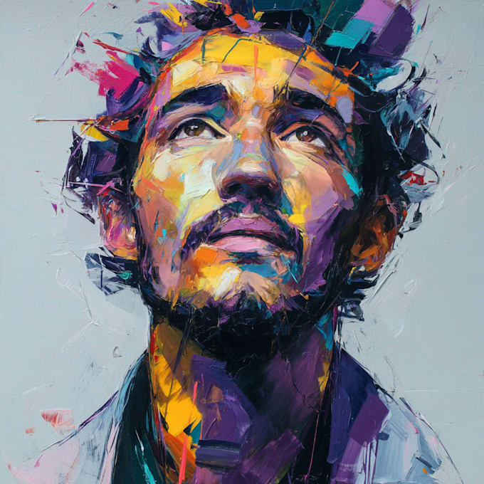 do expressive colorful abstract portraits