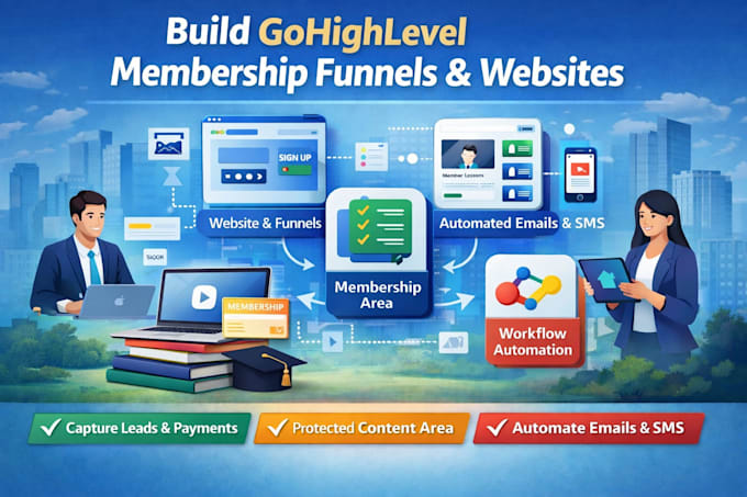 build gohighlevel membership funnel, membership workflow automation, ghl website