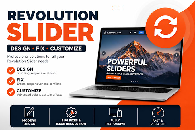 design, fix and customize revolution slider, slider revolution, responsive slide