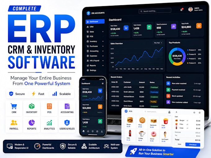 develop erp CRM inventory and accounting software