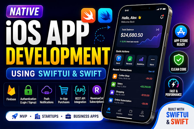 develop a native ios app using swiftui and swift
