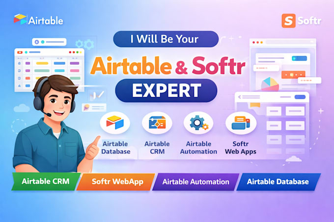 be your airtable expert, airtable software, airtable softr expert, interface