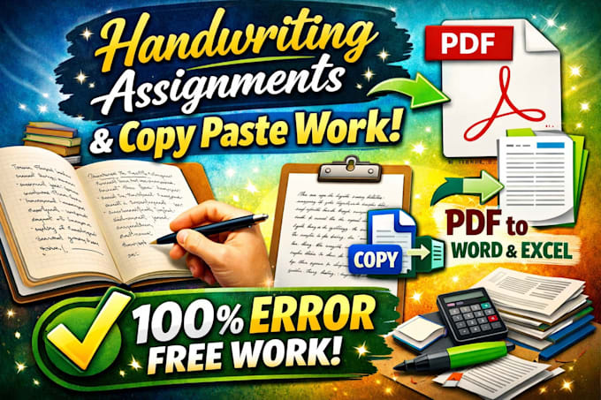do handwriting assignment job pdf conversion copy paste work