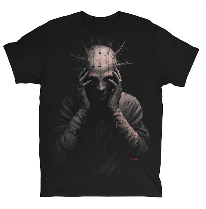 create scary, dark, horror illustrations, t shirts