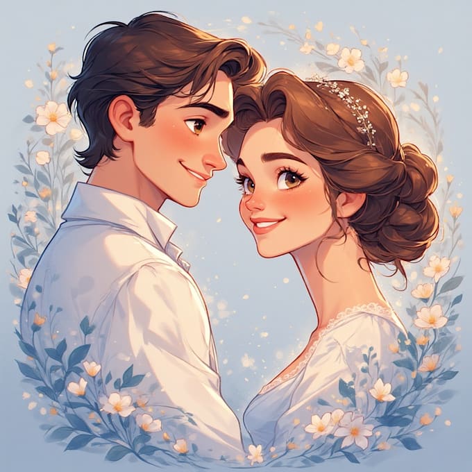 make a realistic couple portrait for gifts or decor
