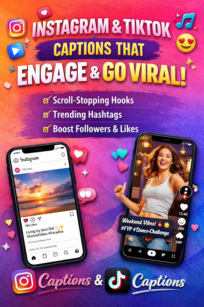 write viral tiktok or instagram captions for your niche