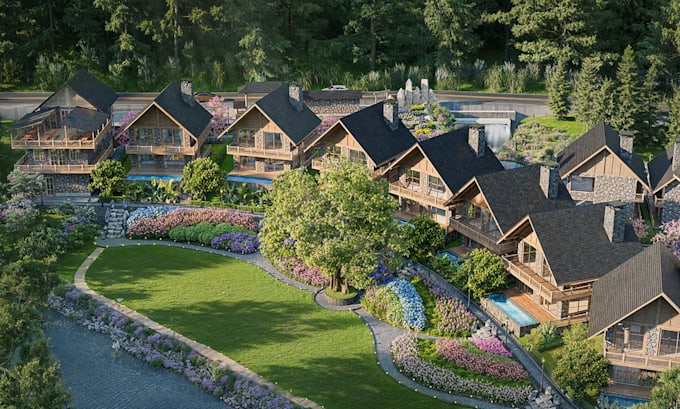 do photorealistic 3d rendering for your farm house projects