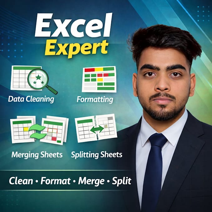 clean, format, merge, split excel data