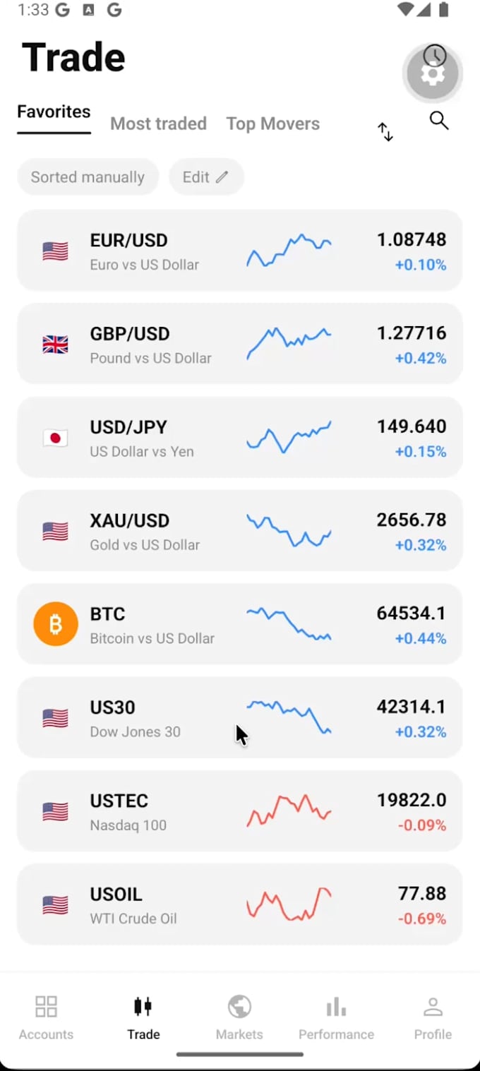 create trading app frontend