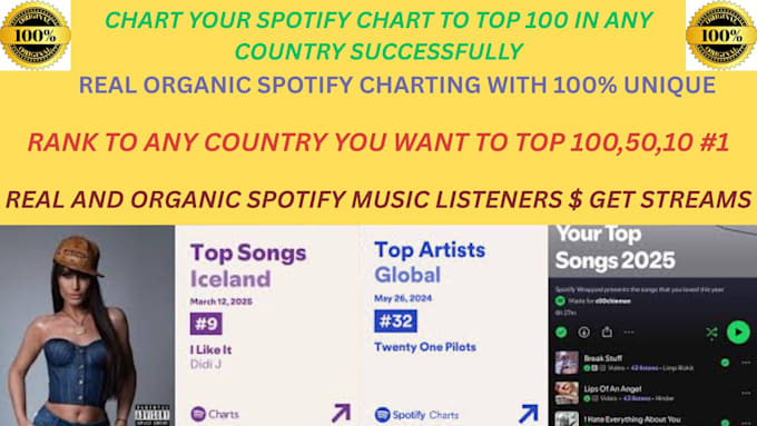 do spotify promotion for spotify chart on top 100 in any country successfully