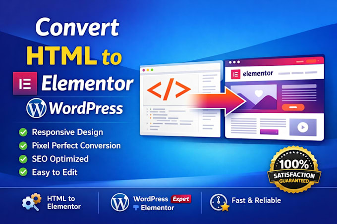 convert HTML to elementor wordpress
