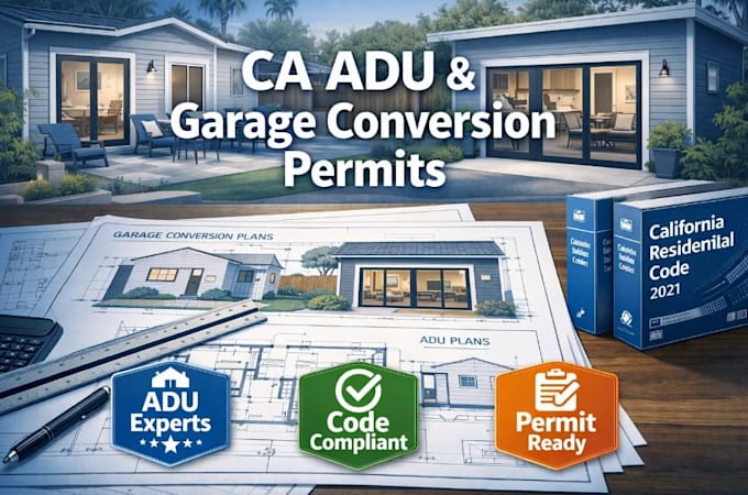 create adu and garage conversion permit drawings in california