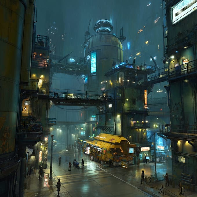 Draw cyberpunk futuristic city concept art illustration by Kouster78 ...