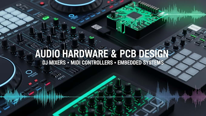 smart audio hardware, dj mixer, usb midi studio hardware pa systems pcb design