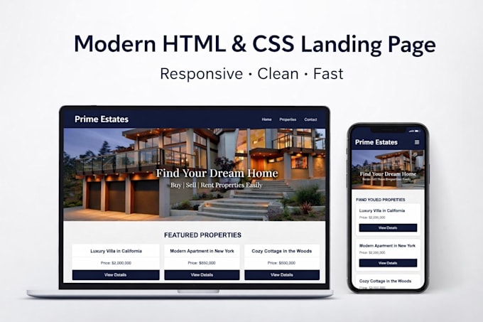 Design a modern landing page using html and css by Ab_rakeeb | Fiverr