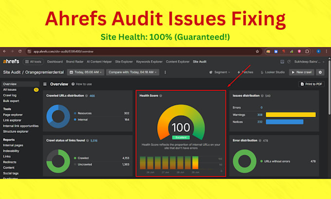 fix ahrefs site audit SEO errors and technical issues